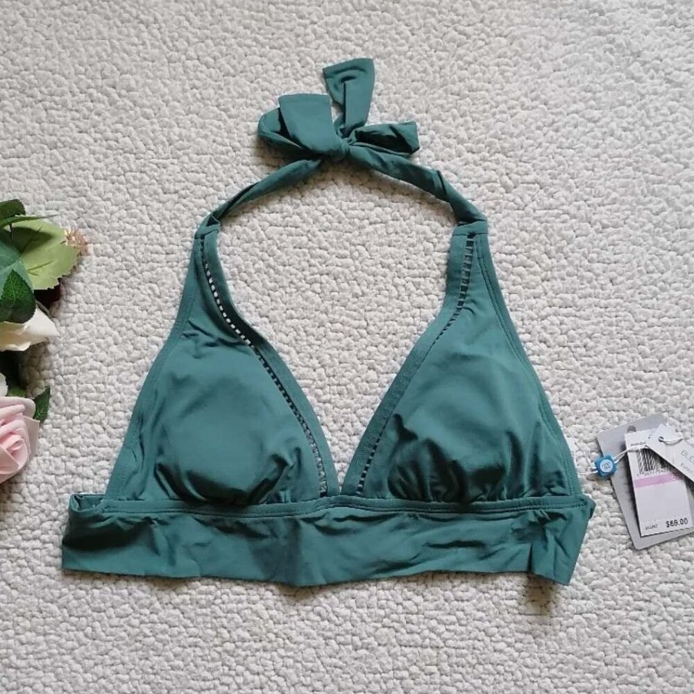 Bleu Rod Beattie Behind the Seams Halter Bikini Swim Top In Tahitian, Size 6